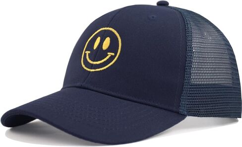 قبعة Smile Face Trucker Baeball للرجال والنساء، قبعات كروية صيفية شبكية قابلة للتعديل قابلة للتنفس in Kuwait