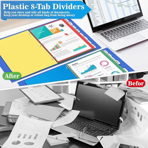 مجموعة 3 فواصل من Jyusmile مكونة من 8 علامات تبويب، وفواصل مؤشرة لـ 3 حلقات، وفواصل بلاستيكية متعددة الألوان مع 3 فتحات ثقب، و24 قطعة فواصل للوازم المدرسية والمكتبية in Kuwait