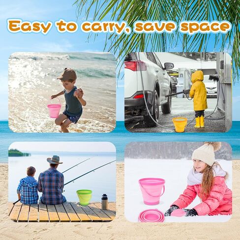 Shindel 3 PCS Foldable Pail Bucket, Collapsible Beach Buckets with Shovels, Travel Sand Toys for Beach, Fun Summer Activities, Beach Essentials, Toddler Beach Toys in Saudi Arabia