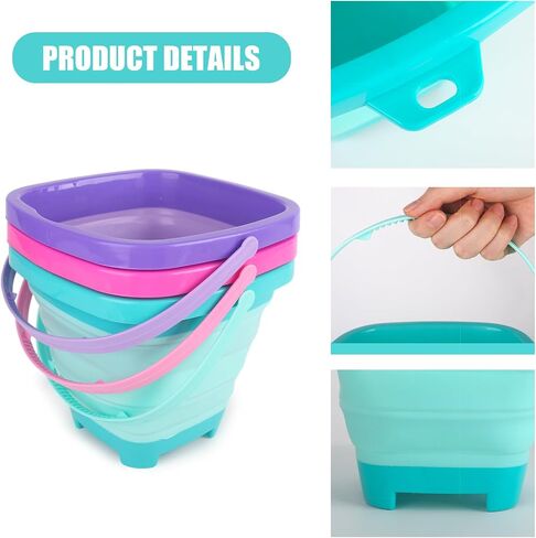 Shindel 3 PCS Foldable Pail Bucket, Collapsible Beach Buckets with Shovels, Travel Sand Toys for Beach, Fun Summer Activities, Beach Essentials, Toddler Beach Toys in Saudi Arabia