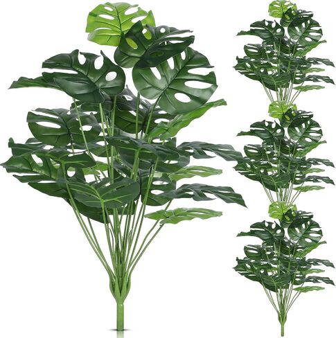 4 قطع من Hanaive 29.53 سم نباتات وهمية نباتات Monstera Deliciosa الاصطناعية نباتات النخيل المزيفة أوراق السلحفاة الخضراء وأوراق شجرة النخيل الاستوائية لطاولة المكتب وغرفة النوم والشرفة في الهواء الطلق ديكور بوهو in Saudi Arabia