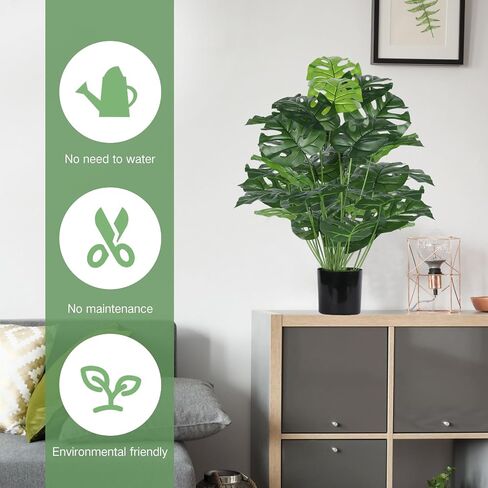 4 قطع من Hanaive 29.53 سم نباتات وهمية نباتات Monstera Deliciosa الاصطناعية نباتات النخيل المزيفة أوراق السلحفاة الخضراء وأوراق شجرة النخيل الاستوائية لطاولة المكتب وغرفة النوم والشرفة في الهواء الطلق ديكور بوهو in Saudi Arabia