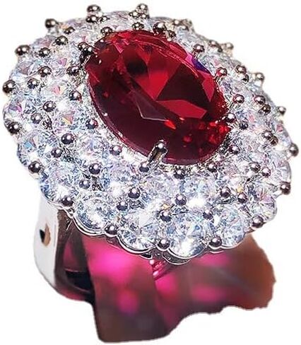 925 Sterling Silver shiny ruby full of diamonds Cubic Zirconia Rings Diamond Rings for Women Jewelry Findings Earring Backs Findings in Kuwait