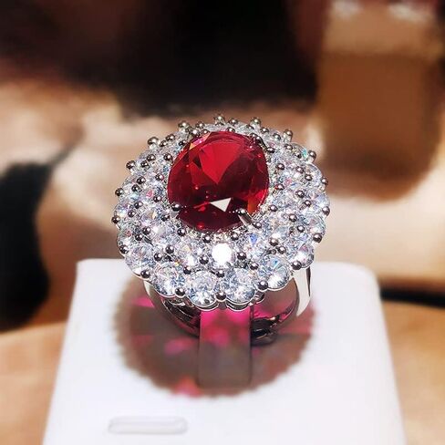 925 Sterling Silver shiny ruby full of diamonds Cubic Zirconia Rings Diamond Rings for Women Jewelry Findings Earring Backs Findings in Kuwait