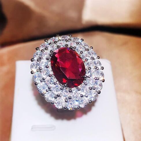 925 Sterling Silver shiny ruby full of diamonds Cubic Zirconia Rings Diamond Rings for Women Jewelry Findings Earring Backs Findings in Kuwait