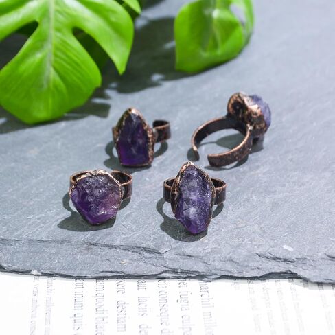 Raw Citrine Ring, Natural Citrine Crystal Ring for Women, Handmade Adjustable Bronze Crystal Ring for Citrine Jewelry, November Birthstone Ring for Her. (citrine) in Saudi Arabia