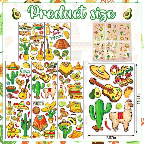 9PCS Mexican Window Clings for Glass Window Home, Removable Cactus Cinco de Mayo Window Stickers for Cinco De Mayo Party Decorations Office Supplies, Cinco de Mayo Mexican Party Window Cling in Saudi Arabia