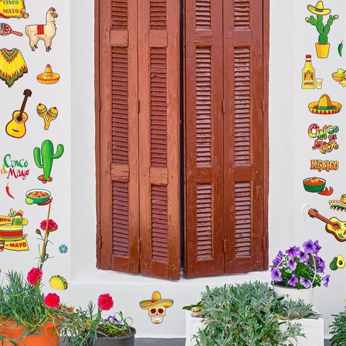 9PCS Mexican Window Clings for Glass Window Home, Removable Cactus Cinco de Mayo Window Stickers for Cinco De Mayo Party Decorations Office Supplies, Cinco de Mayo Mexican Party Window Cling in Saudi Arabia