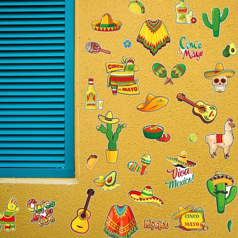 9PCS Mexican Window Clings for Glass Window Home, Removable Cactus Cinco de Mayo Window Stickers for Cinco De Mayo Party Decorations Office Supplies, Cinco de Mayo Mexican Party Window Cling in Saudi Arabia