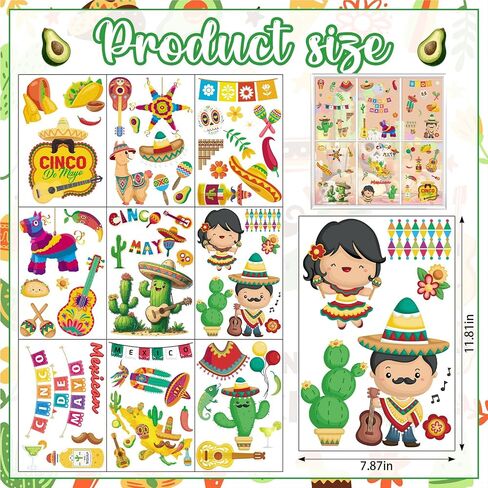 9PCS Mexican Window Clings for Glass Window Home, Removable Cactus Cinco de Mayo Window Stickers for Cinco De Mayo Party Decorations Office Supplies, Cinco de Mayo Mexican Party Window Cling in Saudi Arabia