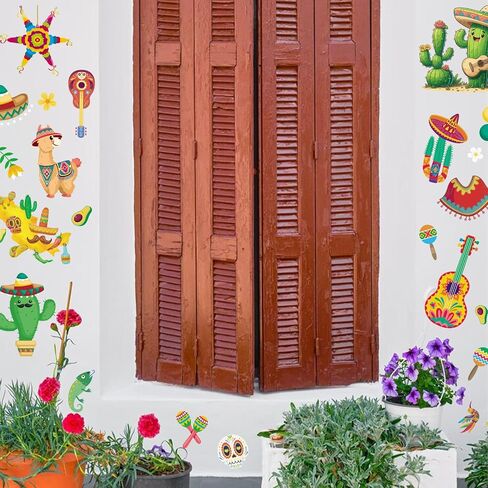 9PCS Mexican Window Clings for Glass Window Home, Removable Cactus Cinco de Mayo Window Stickers for Cinco De Mayo Party Decorations Office Supplies, Cinco de Mayo Mexican Party Window Cling in Saudi Arabia