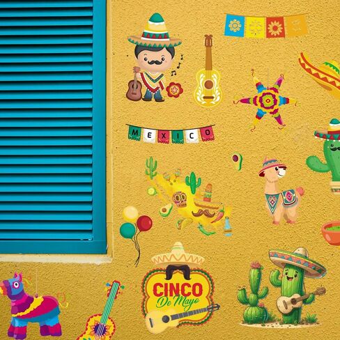 9PCS Mexican Window Clings for Glass Window Home, Removable Cactus Cinco de Mayo Window Stickers for Cinco De Mayo Party Decorations Office Supplies, Cinco de Mayo Mexican Party Window Cling in Saudi Arabia