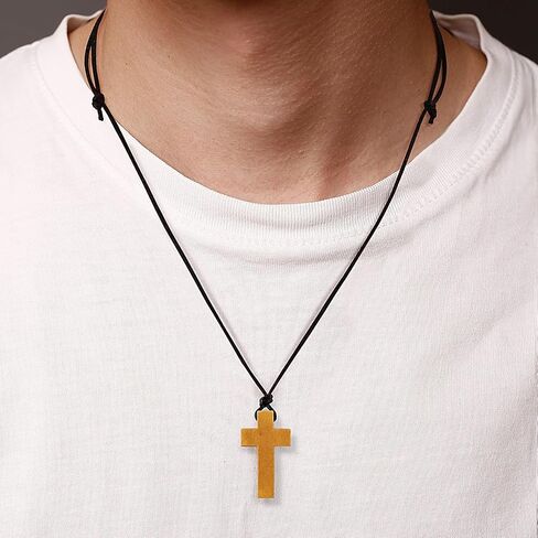 Natural Wood Cross Pendant Necklace for Men Women Boy Girls ， Simple Cross for Car Mirror Pendant,Wooden Cross Necklace Gift in Saudi Arabia
