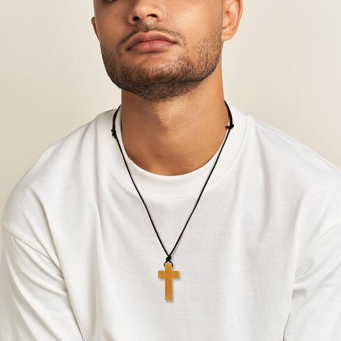 Natural Wood Cross Pendant Necklace for Men Women Boy Girls ， Simple Cross for Car Mirror Pendant,Wooden Cross Necklace Gift in Saudi Arabia