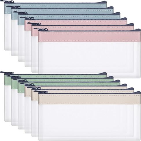 12 Pcs Small Clear Pencil Case Zipper Pencil Case Set Clear Pencil Pouch Clear Cosmetic Bag Multi Functional Clear Pencil Bag for School Office Cosmetics Travel in Saudi Arabia