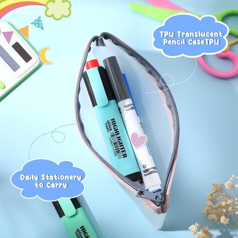 12 Pcs Small Clear Pencil Case Zipper Pencil Case Set Clear Pencil Pouch Clear Cosmetic Bag Multi Functional Clear Pencil Bag for School Office Cosmetics Travel in Saudi Arabia