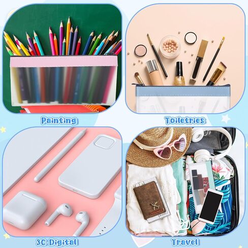 12 Pcs Small Clear Pencil Case Zipper Pencil Case Set Clear Pencil Pouch Clear Cosmetic Bag Multi Functional Clear Pencil Bag for School Office Cosmetics Travel in Saudi Arabia