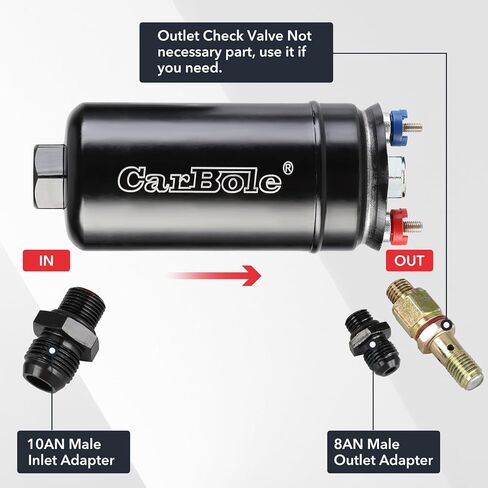 مضخة الوقود المضمنة الخارجية CarBole 300LPH عالية التدفق 12 فولت مضخة كهربائية عالمية مع مشبك تثبيت in Kuwait