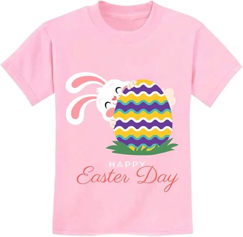 Easter Shirt for Toddler Boys Girls Bunny Outfits Short Sleeve Cotton Kids Eggs Hunt T-Shirt Tractor Tee Top in Kuwait