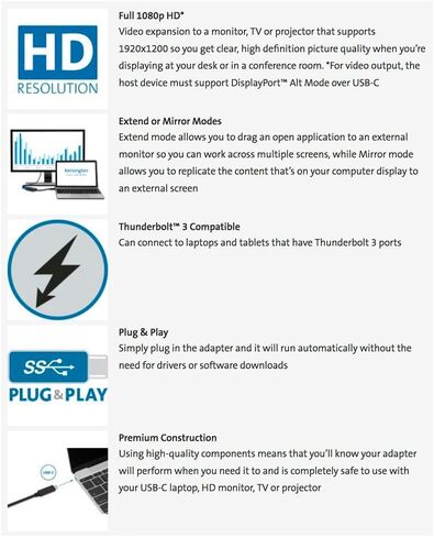محول كينسينغتون CA1000 USB-C إلى USB 3.0 لأجهزة USB من النوع C (K33992WW) in Saudi Arabia