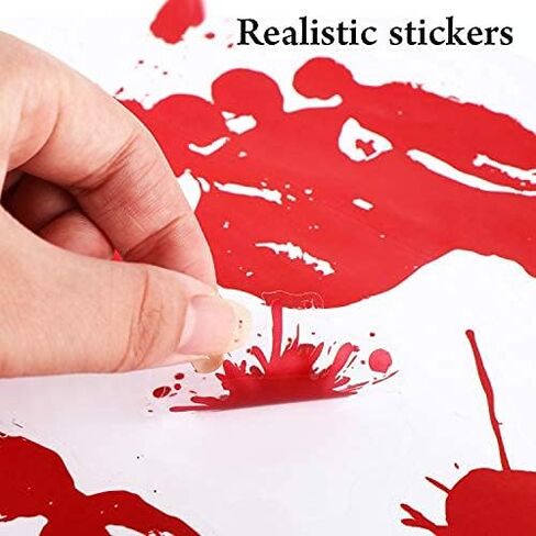138 Pieces Halloween Bloody Footprint Stickers Bloody Handprint Floor Clings Window Wall Decals for Halloween Vampire Zombie Party Decorations Supplies in Saudi Arabia