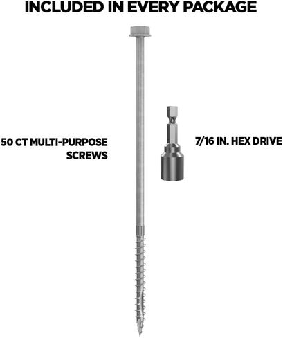 5/16" Heavy Duty Multi-Purpose Hex Head Structural Screw - 8" x 5/16", Hot-Dip Galvanized - 50 ct (CAMO 369264) in Saudi Arabia