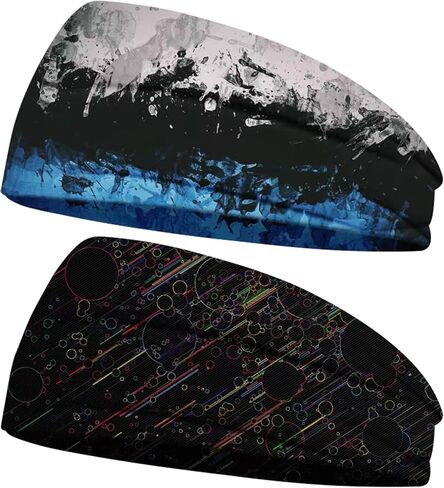 Men's and Women's Sports Color Headband (2 Pieces), ice Silk Cool Comfort, Moisture and Sweat Sweat, Fitness, Running, Cycling, Soccer, Yoga, Women's and Men's Hair Band in Saudi Arabia