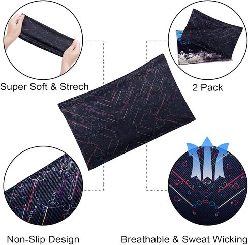 Men's and Women's Sports Color Headband (2 Pieces), ice Silk Cool Comfort, Moisture and Sweat Sweat, Fitness, Running, Cycling, Soccer, Yoga, Women's and Men's Hair Band in Saudi Arabia