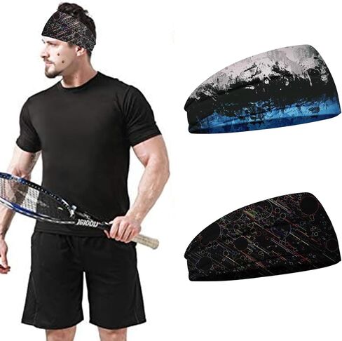 Men's and Women's Sports Color Headband (2 Pieces), ice Silk Cool Comfort, Moisture and Sweat Sweat, Fitness, Running, Cycling, Soccer, Yoga, Women's and Men's Hair Band in Saudi Arabia