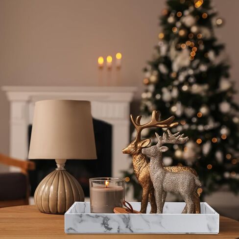 صينية تقديم العطور من الجلد الصناعي من ELLDOO، مقاس 13 × 8.3 صينية مزخرفة لحلية مجوهرات الماكياج، صينية تنظيم ديكور المنزل الحديث لطاولة القهوة في الحمام in Kuwait