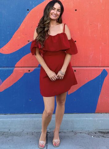 Know Me Misses' Off-The-Shoulder Ruffle Dresses Sewing Pattern Packet by The Stitch Fitz, Design Code ME2067, Sizes 6-8-10-12-14, Multicolor in Saudi Arabia
