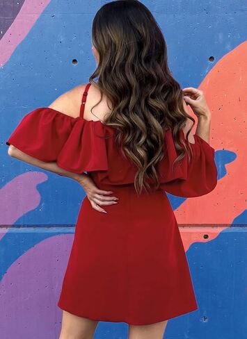 Know Me Misses' Off-The-Shoulder Ruffle Dresses Sewing Pattern Packet by The Stitch Fitz, Design Code ME2067, Sizes 6-8-10-12-14, Multicolor in Saudi Arabia