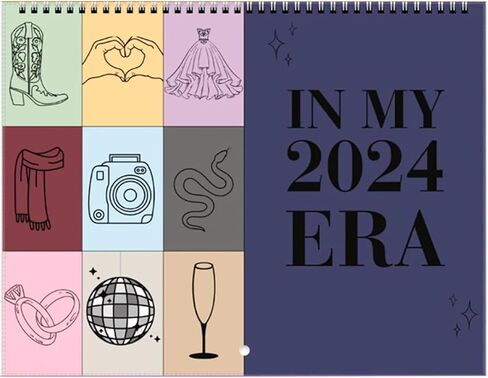 تقويم جولة عصور 2024 - تقويم حائط تايلور مقاس 11.4 × 9 بوصة - غلاف ألبوم ملصقات موسيقى سويفت تقويم فني - جدار مذكرة تقويم القدوم الشهري - لمخطط عشاق الموسيقى كهدية - أسود in Kuwait