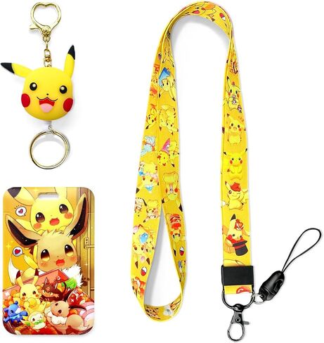 Keropi Lanyard with ID Badge Holder, Kawaii Retractable Reel ID Holder for Keys Keychain, Cartoon Green Frog ID Clip, Neck Supplies for Girls Men Kids in Saudi Arabia