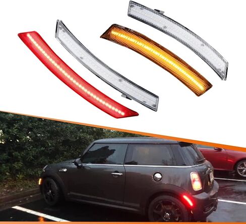 ADIIL Amber/Red Full LED Front&Rear Bumper Side Marker Lights Assembly Smoked Lens Compatible With 2002-2008 MINI Cooper R50 R52 R53, Replace OEM Sidemarkers Lamps in Kuwait