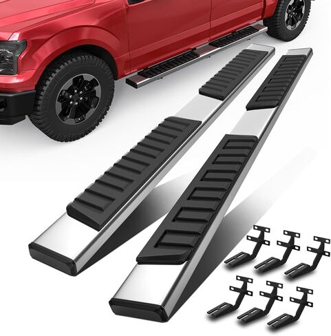 ألواح تشغيل بخطوات جانبية مقاس 6 بوصات قضبان Nerf متوافقة مع 2015-2023 Ford F150 Super Crew Cab/2017-2022 Ford F250 F350 Super Duty Crew Cab in Saudi Arabia