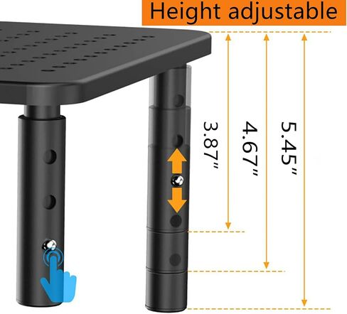 Computer Monitor Stand for Desk 3 Height Adjustable Monitor Riser Screen Floor Stand for Office Desk, Black in Saudi Arabia