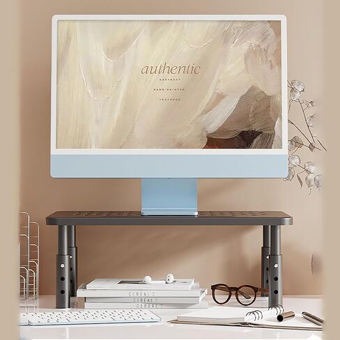 Computer Monitor Stand for Desk 3 Height Adjustable Monitor Riser Screen Floor Stand for Office Desk, Black in Saudi Arabia