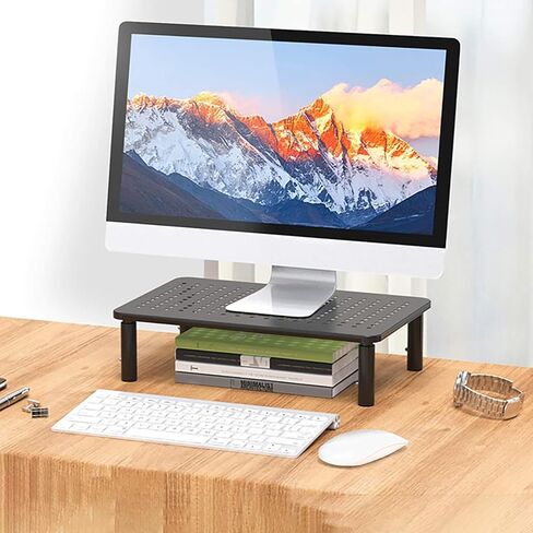 Computer Monitor Stand for Desk 3 Height Adjustable Monitor Riser Screen Floor Stand for Office Desk, Black in Saudi Arabia