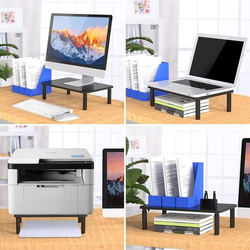 Computer Monitor Stand for Desk 3 Height Adjustable Monitor Riser Screen Floor Stand for Office Desk, Black in Saudi Arabia