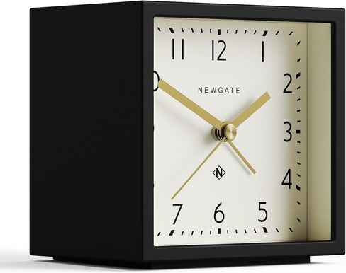 NEWGATE® ‘Equinox’ Contemporary Cube Alarm Clock in Black Soft Touch Silicone Finish, and Silent Sweep Movement with Digital beep Alarm Sound. Ideal for Bedside, desks and mantels. (Black Dial) in Saudi Arabia