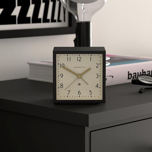 NEWGATE® ‘Equinox’ Contemporary Cube Alarm Clock in Black Soft Touch Silicone Finish, and Silent Sweep Movement with Digital beep Alarm Sound. Ideal for Bedside, desks and mantels. (Black Dial) in Saudi Arabia