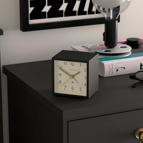 NEWGATE® ‘Equinox’ Contemporary Cube Alarm Clock in Black Soft Touch Silicone Finish, and Silent Sweep Movement with Digital beep Alarm Sound. Ideal for Bedside, desks and mantels. (Black Dial) in Saudi Arabia