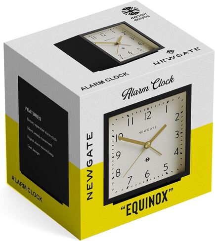 NEWGATE® ‘Equinox’ Contemporary Cube Alarm Clock in Black Soft Touch Silicone Finish, and Silent Sweep Movement with Digital beep Alarm Sound. Ideal for Bedside, desks and mantels. (Black Dial) in Saudi Arabia
