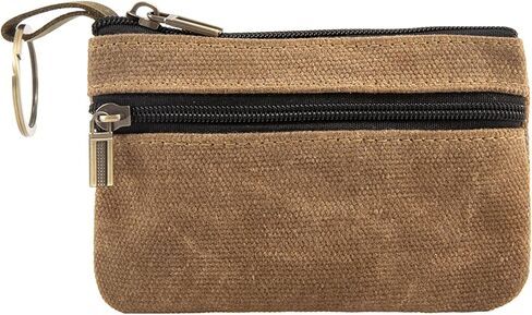 محفظة عملات معدنية، محفظة صغيرة للتغيير، حقيبة عملات قماشية مع سلسلة مفاتيح، حقيبة محفظة صغيرة لمفتاح تغيير النقود، حقيبة نقود، محفظة سلسلة مفاتيح (قهوة) in Kuwait