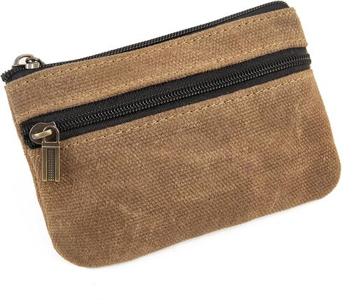 محفظة عملات معدنية، محفظة صغيرة للتغيير، حقيبة عملات قماشية مع سلسلة مفاتيح، حقيبة محفظة صغيرة لمفتاح تغيير النقود، حقيبة نقود، محفظة سلسلة مفاتيح (قهوة) in Kuwait