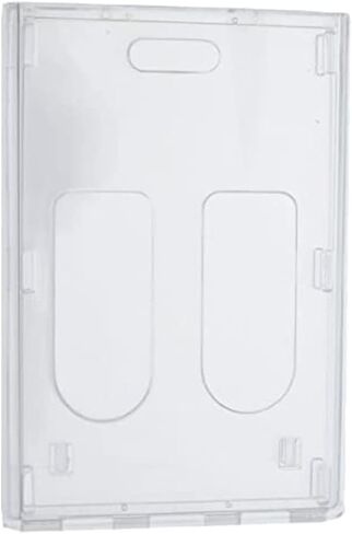 Heavy Duty Crystal Clear 2 Card Badge Holder (Holds Two Cards) - Vertical Dual Sided Card Cases - Polycarbonate Rigid/Hard Plastic with Secure Top Load by Specialist ID in Saudi Arabia