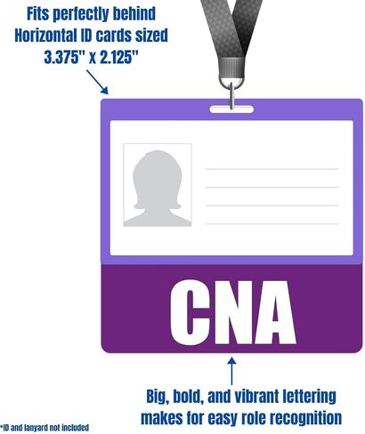CNA Badge Buddy (Purple) - Horizontal Heavy Duty Badge Tags for Certified Nursing Assistants - Double Sided Badge Identification Card in Saudi Arabia