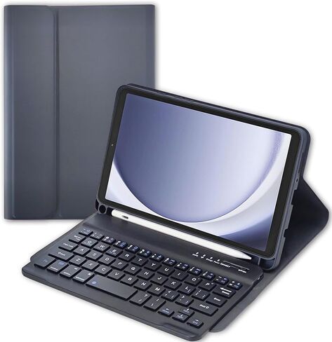 Keyboard Case for Samsung Galaxy Tab A9 8.7" SM-X110/X115,Detachable Keyboard Magnetic Case with Anti-Slip Grooves & Pen Holder for Tablet A9 (Black) in Saudi Arabia