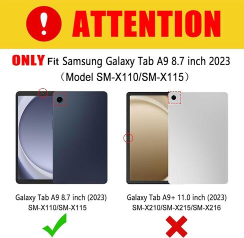 Keyboard Case for Samsung Galaxy Tab A9 8.7" SM-X110/X115,Detachable Keyboard Magnetic Case with Anti-Slip Grooves & Pen Holder for Tablet A9 (Black) in Saudi Arabia